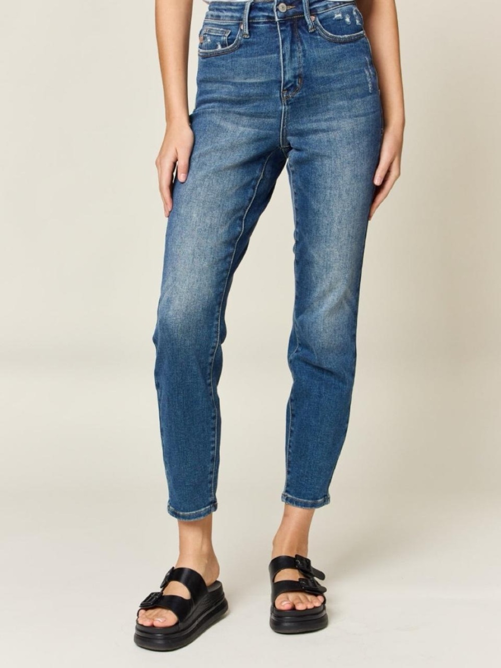 Judy Blue Full Size Tummy Control High Waist Slim Jeans Blue Wash